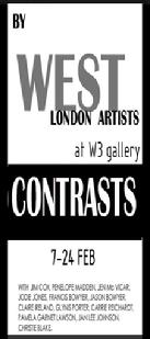 CONTRASTS art exhibition at W3 Gallery February 2013, artists reflecting skills and crafts of 21st century practices. Web page and opinions by director Isabella Wesoly; links art space and artists and All Bright Club Ltd.